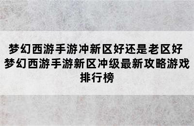 梦幻西游手游冲新区好还是老区好 梦幻西游手游新区冲级最新攻略游戏排行榜